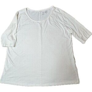 Terra & Sky | Women’s White Basic Plus Sized 3/4 Sleeve Shirt | 1X